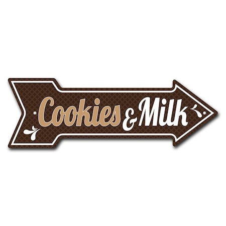 Cookies And Milk Arrow Sign Funny Home Decor 18in Wide